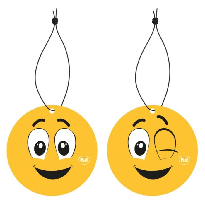 ⁦معطر ورقي بتصميم سمايل دائري من كيه 2 للسيارات برائحة الشاي الأخضر⁩ - الصورة ⁦3⁩