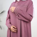 ⁦عباية بأكمام طويلة للنساء لون نهدي⁩ - الصورة ⁦4⁩