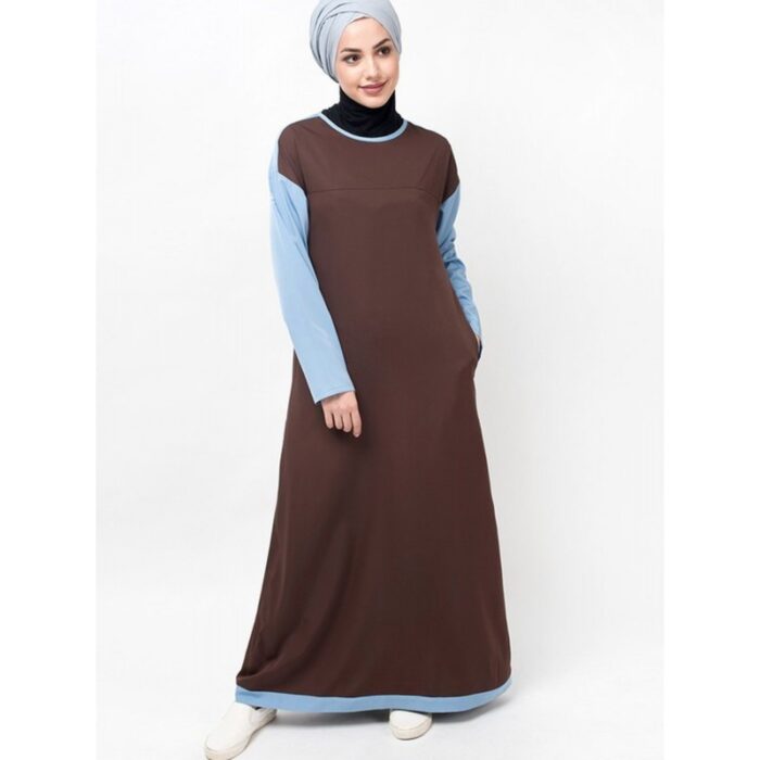 ⁦جلباب سبورت للنساء لون بني وأزرق فاتح⁩ - الصورة ⁦2⁩