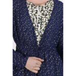 ⁦جاكيت بأكمام طويلة شيفون للنساء لون كحلي مذهب⁩ - الصورة ⁦4⁩