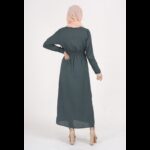 ⁦جاكيت بأكمام طويلة للنساء لون أخضر دوائر أسود⁩ - الصورة ⁦4⁩