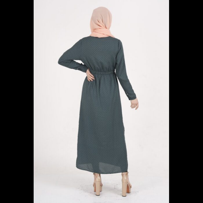 ⁦جاكيت بأكمام طويلة للنساء لون أخضر دوائر أسود⁩ - الصورة ⁦4⁩