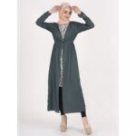 ⁦جاكيت بأكمام طويلة للنساء لون أخضر دوائر أسود⁩ - الصورة ⁦5⁩