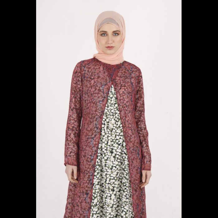 10333238_67dc42fccf6dc جاكيت بأكمام طويلة شيفون للنساء لون زهري وأزرق - الصورة 1