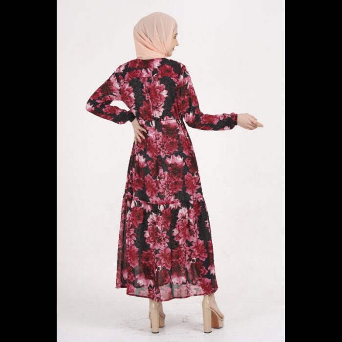 10333239_67dc43019f6eb جاكيت بأكمام طويلة مع رباط للنساء لون أسود مورد زهري - الصورة 1