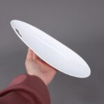 ⁦صحن بورسلان بتصميم شبه مستطيل حجم 30×8سم لون أبيض⁩ - الصورة ⁦3⁩