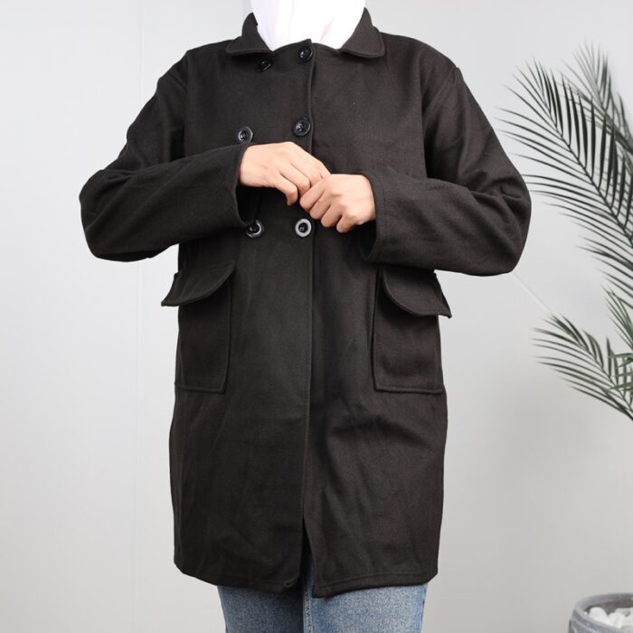 ⁦جاكيت شتوي جوخ للنساء لون أسود⁩ - الصورة ⁦3⁩