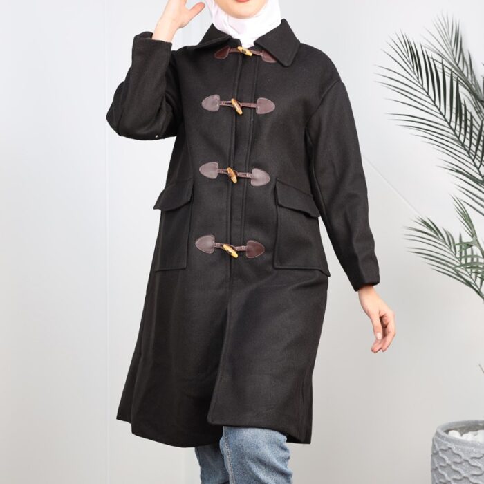 ⁦جاكيت شتوي جوخ  للنساء لون أسود⁩ - الصورة ⁦2⁩