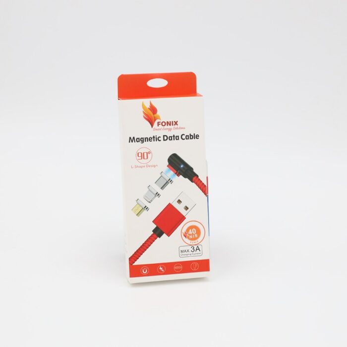 10333430_67dc43fced160 كابل فونيكس رأس مغناطيسي بثلاث منافذ 1 متر لون أحمر- FONIX MAX.3A Charging Magnetic Data Cable 90 Red - الصورة 1