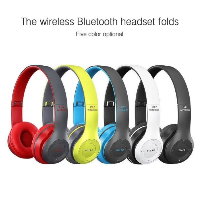 ⁦P47 wireless headphones - سماعة للرأس لاسلكية لون أسود و أحمر⁩ - الصورة ⁦6⁩