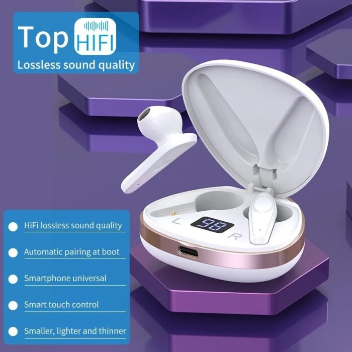 ⁦Truly wireless headphones ecouters veritablement sans fil x19 -سماعة لاسلكية لون أبيض X19⁩ - الصورة ⁦3⁩