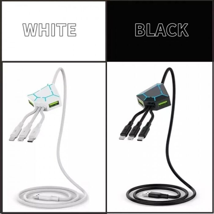 ⁦5in1 multifunctional USB Expansion data line 2.4 A - كابل شاحن 3 منافذ ومدخلين يو اس بي⁩ - الصورة ⁦3⁩