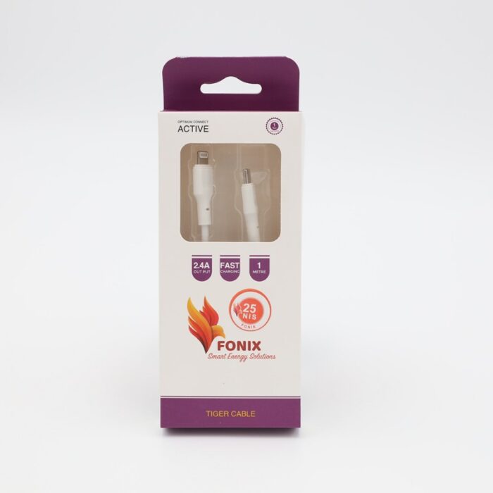 10333464_67dc443775077 كابل تايجر ايفون وتايب سي كابل من فونيكس طول 1 متر- Fonix Iphone & Type C Tiger Cable 1 m - الصورة 1