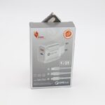 شاحن فونيكس 18 واط بمنفذين مع كابل وصلة مايكرو لون أبيض - Fonix KwKw PD001 18 W Power Adapter