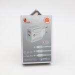 ⁦شاحن فونيكس 18 واط بمنفذين مع كابل وصلة مايكرو لون أبيض - Fonix KwKw PD001 18 W Power Adapter⁩ - الصورة ⁦3⁩