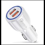شاحن سيارة 35 واط بمنفذين من فونيكس لون أبيض- Fonix Car Charger QC 3.0 Two Ports