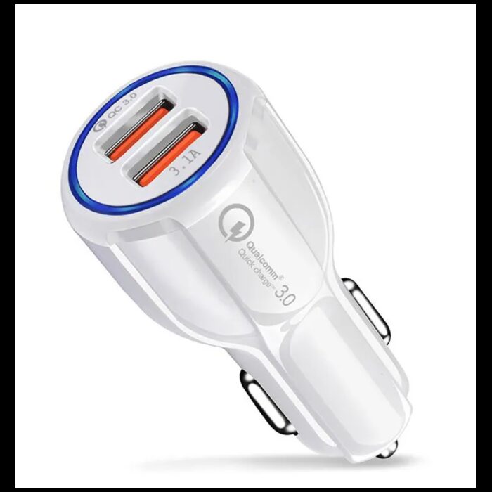 10333472_67dc443cca7bb شاحن سيارة 35 واط بمنفذين من فونيكس لون أبيض- Fonix Car Charger QC 3.0 Two Ports - الصورة 1