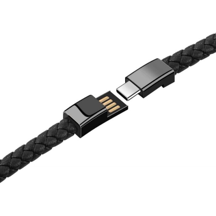 ⁦Bracelet data cable type c -كابل سريع لنقل البيانات على شكل سوار يد تايب سي لون أسود⁩ - الصورة ⁦2⁩