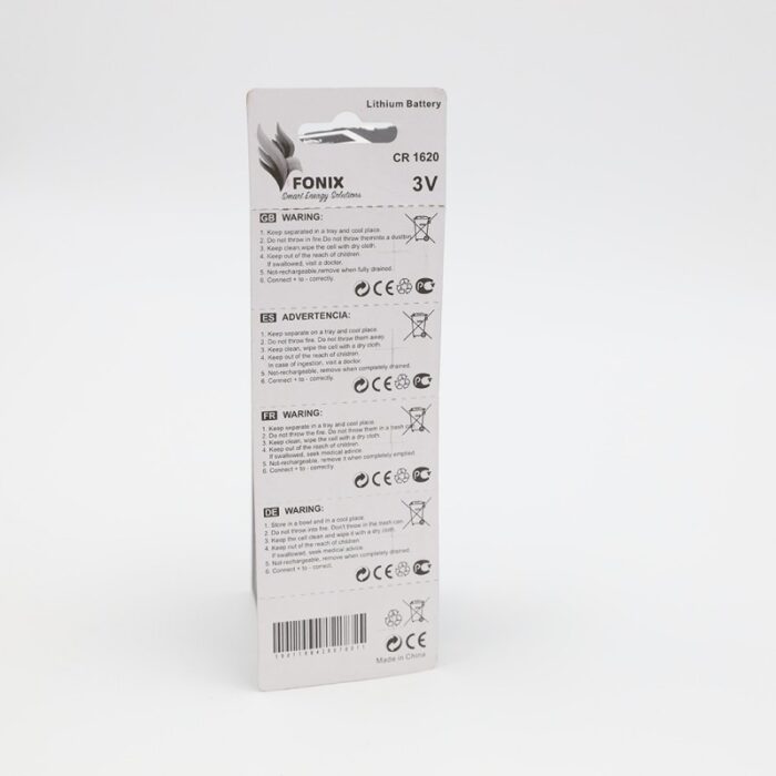 ⁦بطارية خلية من فونيكس CR1620 و 3 فولت (5 بطاريات في العبوة) - Fonix CR1620 & 3 V Lithium Battery (5 Battery)⁩ - الصورة ⁦2⁩