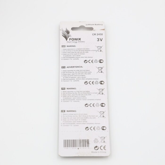 ⁦بطارية خلية من فونيكس CR2450 و 3 فولت (بطارية واحدة في العبوة) - Fonix CR2450 & 3 V Lithium Battery (One Battery)⁩ - الصورة ⁦2⁩