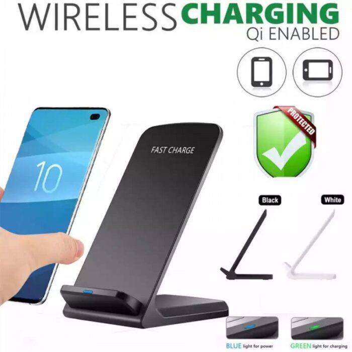 ⁦Fast wireless charger شاحن لاسلكي سريع لون أسود⁩ - الصورة ⁦2⁩