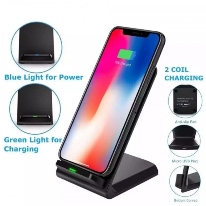 ⁦Fast wireless charger شاحن لاسلكي سريع لون أسود⁩ - الصورة ⁦4⁩