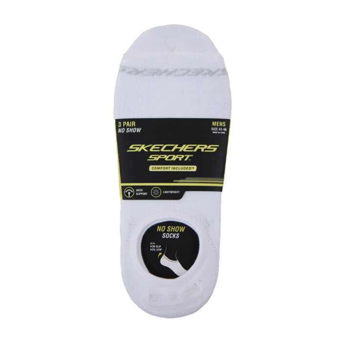 ⁦جوارب سكيتشرز مخفية (3 أزواج) للرجال لون أبيض - Skechers No Show (3 Pair) Socks (41-46)⁩ - الصورة ⁦2⁩