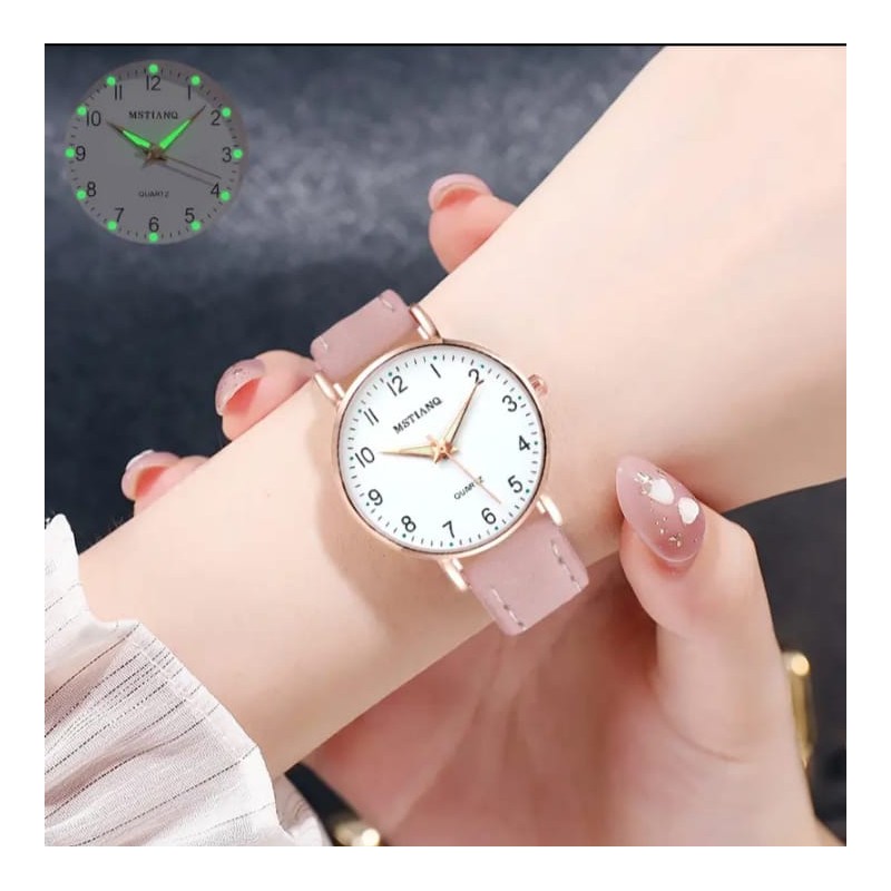 ⁦ساعة يد ناعمة للصبايا- ذات حزام قماش رفيع - لون زهري فاتح⁩ - الصورة ⁦1⁩