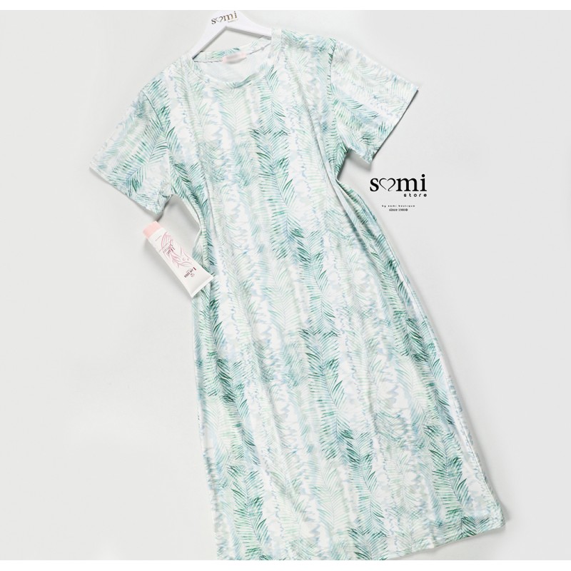 ⁦فستان بيتي بأكمام قصيرة للنساء لون أبيض مشجر من Sami Boutique⁩ - الصورة ⁦1⁩