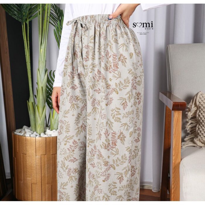 ⁦بنطلون فضفاض مع رباط للنساء لون سكني من Sami Boutique⁩ - الصورة ⁦2⁩