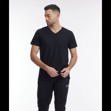 تيشيرت سكيتشرز قطنية قبة في للرجال لون أسود