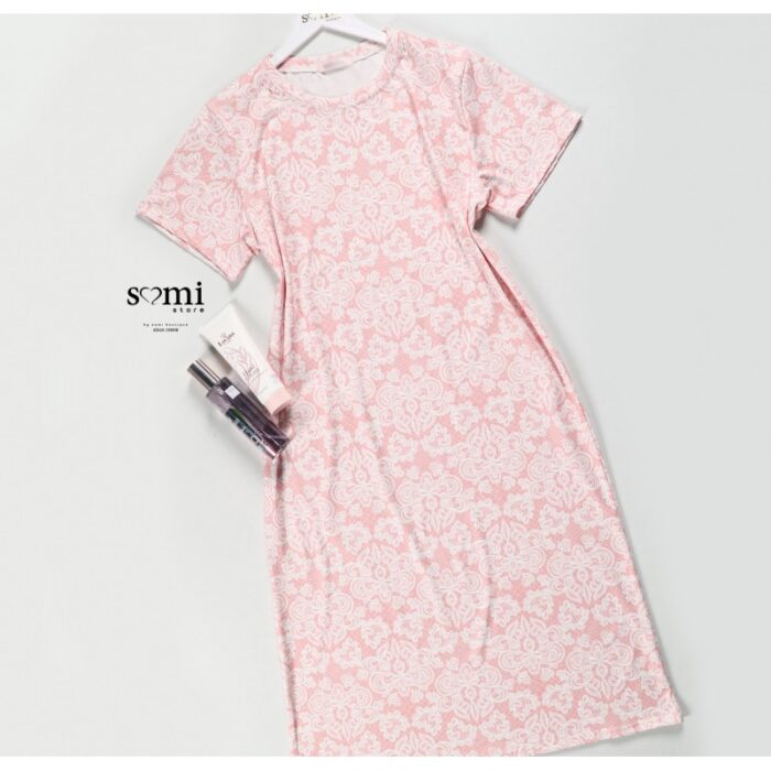 10333896_67dc46b0b2631 فستان بيتي بأكمام قصيرة للنساء لون زهري من Sami Boutique - الصورة 1