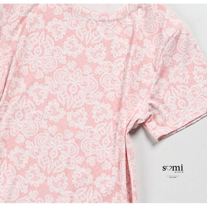 ⁦فستان بيتي بأكمام قصيرة للنساء لون زهري من Sami Boutique⁩ - الصورة ⁦3⁩