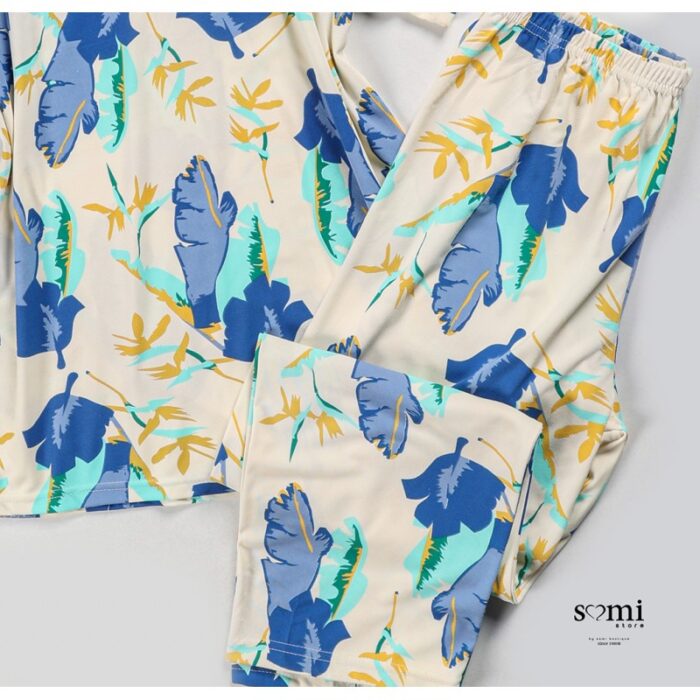 ⁦بجامة صيفية بأكمام قصيرة للنساء لون أصفر من Sami Boutique⁩ - الصورة ⁦3⁩