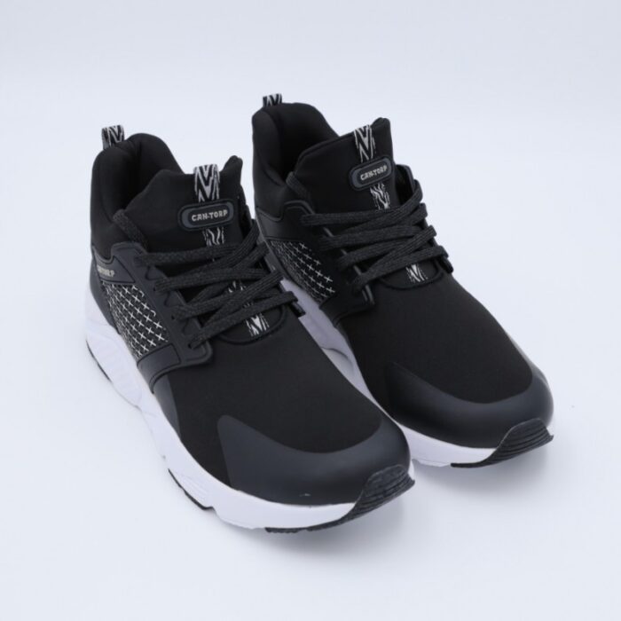 ⁦حذاء سول آند سول بأربطة للرجال لون أسود ونعل أبيض⁩ - الصورة ⁦2⁩