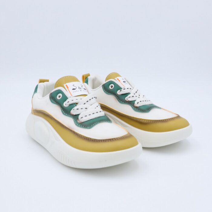 ⁦حذاء سول آند سول بأربطة للنساء لون أبيض وأصفر و أخضر⁩ - الصورة ⁦3⁩