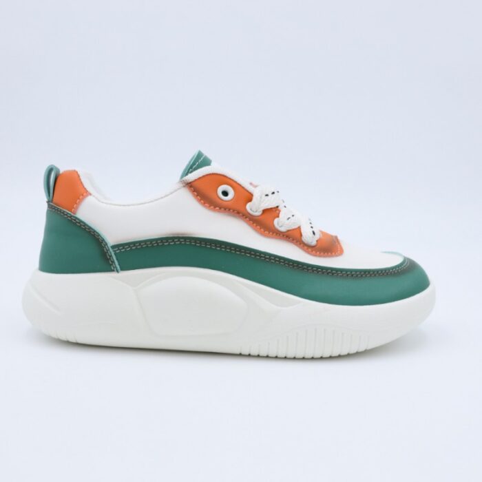 ⁦حذاء سول آند سول بأربطة للنساء لون أبيض وأخضر وبرتقالي⁩ - الصورة ⁦4⁩