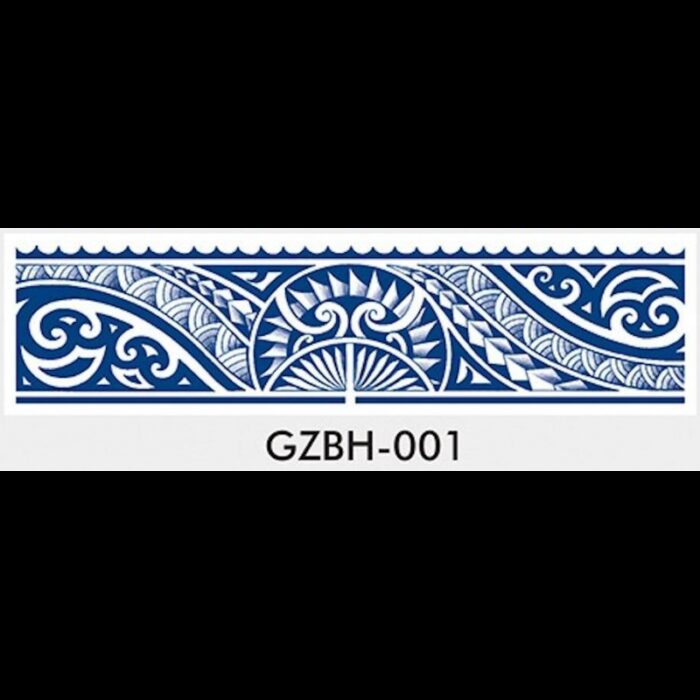 ⁦تاتو مؤقت 6.4*24 سم لون أزرق بتصميم زخارف⁩ - الصورة ⁦2⁩