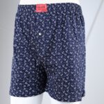 ⁦بوكسر رجال قطني لون كحلي بأشكال أبيض⁩ - الصورة ⁦2⁩