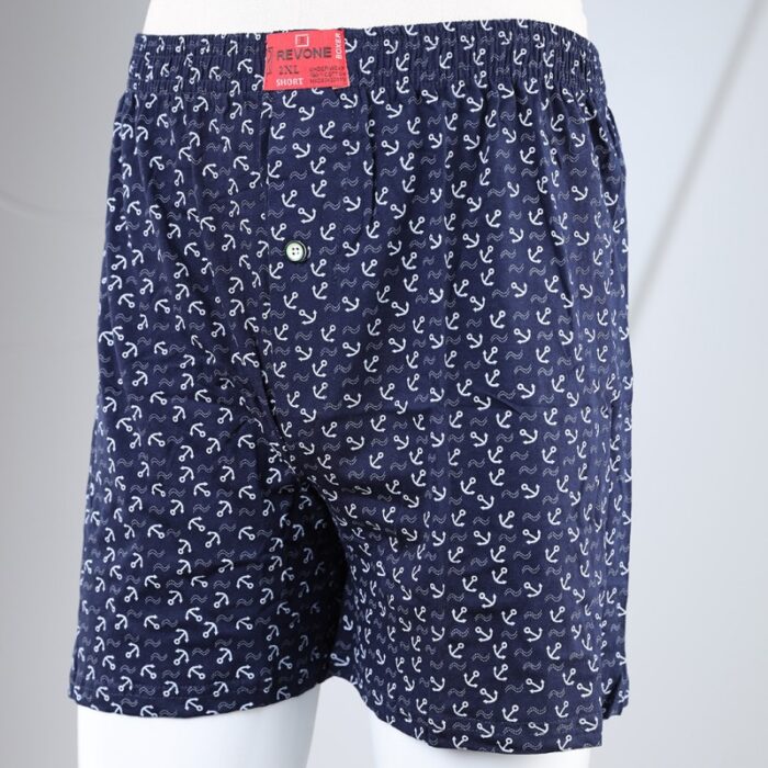 ⁦بوكسر رجال قطني لون كحلي بأشكال أبيض⁩ - الصورة ⁦2⁩