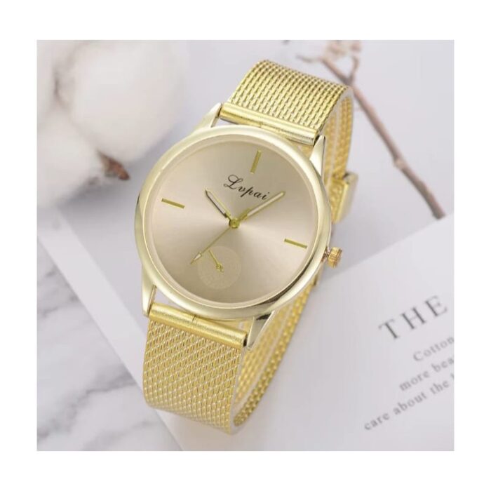 10334186_67dc4874bd0f0 ساعة يد كوارتز أنيقة للصبايا- لون ذهبي - حزام من السيليكون المتين - الصورة 1