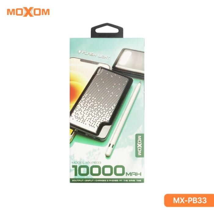 ⁦باور بانك موكسوم MX-Pb33 10000mAh  عالية الجودة مع ضوء فلاش⁩ - الصورة ⁦1⁩