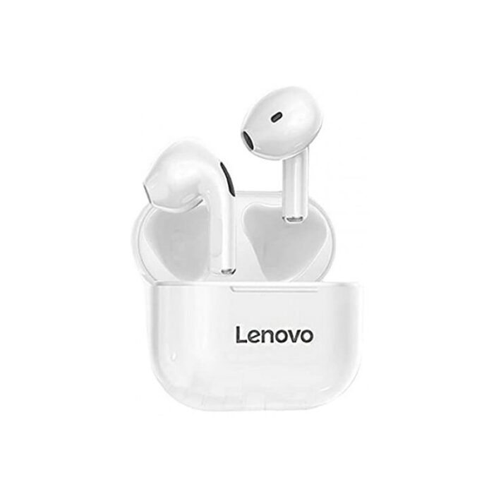 ⁦سماعة لينوفو ThinkPlus اللاسلكية LP40 بتقنية البلوتوث 5.0 مع تحكم باللمس  و صوت ستيريو بدون استخدام اليدين و تقنية إلغاء الضوضاء- لون أبيض⁩ - الصورة ⁦2⁩