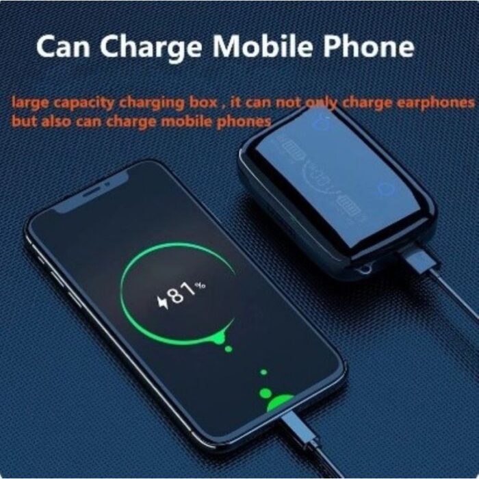 ⁦سماعة أذن ايربود لاسلكية M19 TWS تعمل بتقنية البلوتوث V5.1 ومقاومة لرذاذ الماء بخاصية تقليل الضوضاء مع شاشة رقمية وإضاءة LED وميكروفون وضوء كشاف⁩ - الصورة ⁦5⁩