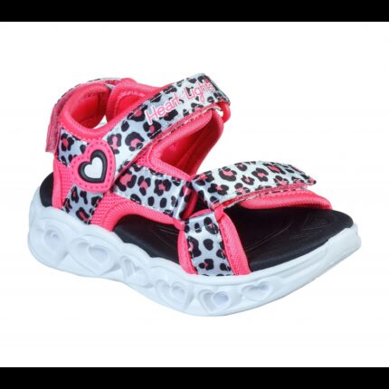 صندل سكيتشرز اس لايت: هارت لايت للأطفال لون زهري-Skechers Kids' S Lights: Heart Lights - Savvy Cat Sandal
