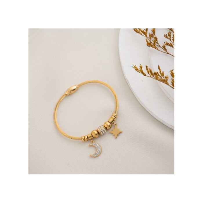10334518_67dc4a1749894 سوار ذهبي زركون بتصميم هلال ونجمة - الصورة 1