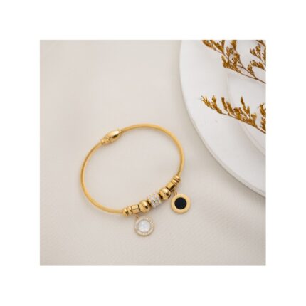 سوار ذهبي بتصميم دوائر أبيض وأسود