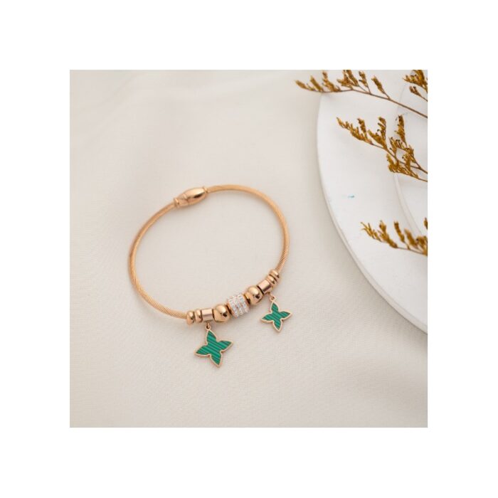 10334526_67dc4a1b37108 سوار جولدن روز بتصميم ورود خضراء - الصورة 1