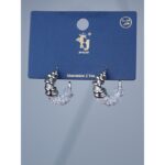 حلق هوبس نصف كرستال ونصف حلقات فضي