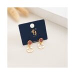 حلق ذهبي زركون أحمر بتصميم وردة فان كليف مفرغة